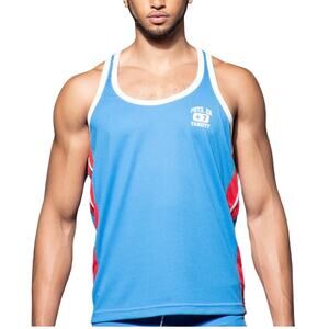 Andrew Christian Phys. Ed. Gym Varsity Tank Blue XL Extra Large